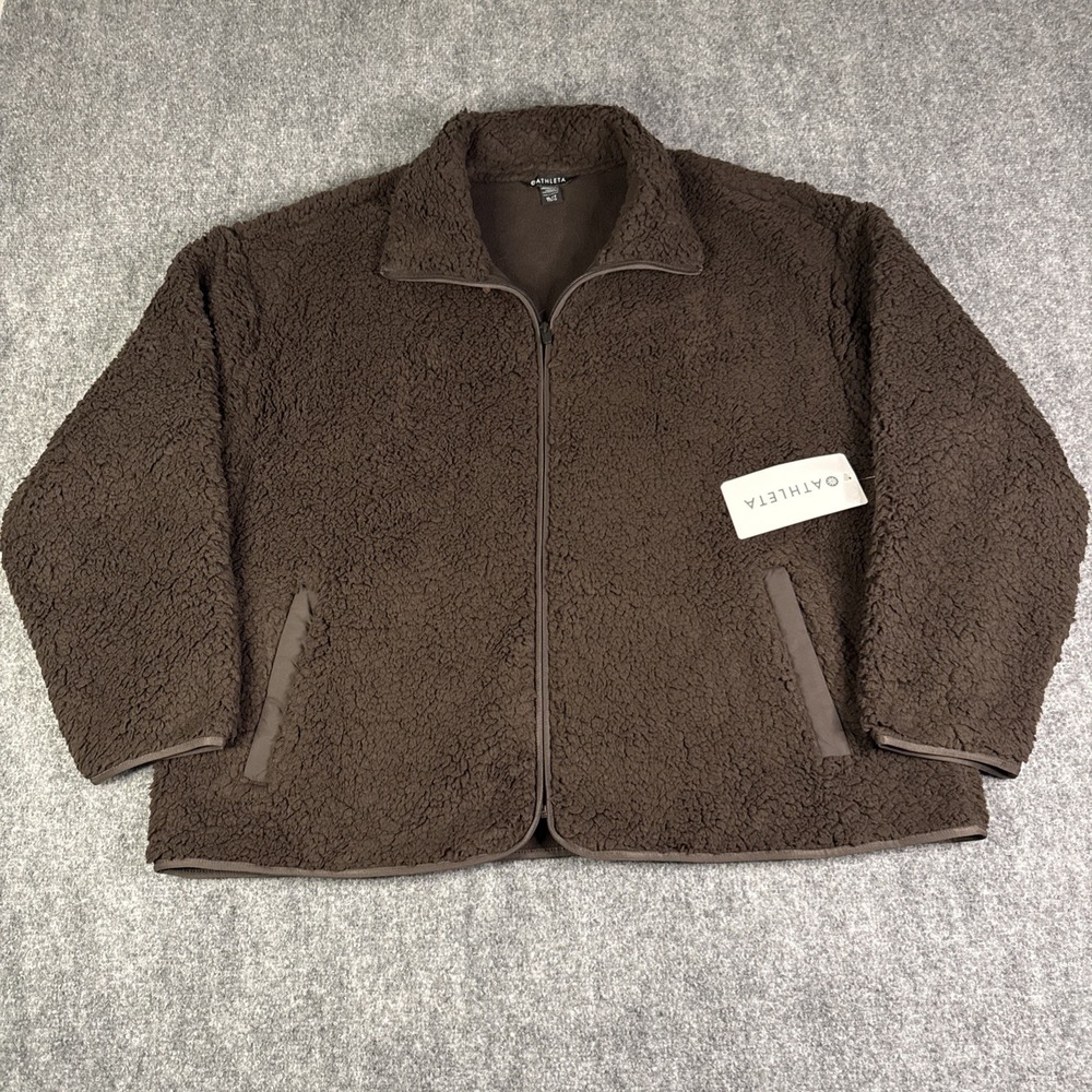 Athleta Cloud Fleece Jacket Womens XLT Truffle Brown NWT 416148 Soft Cozy Sherpa